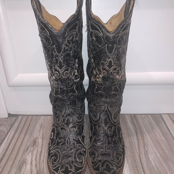 Corral Boots Black Vintage Lizard Overlay C2108 - Picture 2 of 8